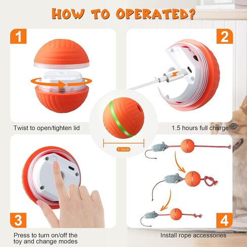 Interactive Dog Toys Dog Ball, Motion Activated Automatic Rolling Ball with Remote Control for Small/Medium/Large Dogs & Cats, Squeaky Dog Moving Ball Toys, Type-C Rechargeable (Fish) in Saudi Arabia