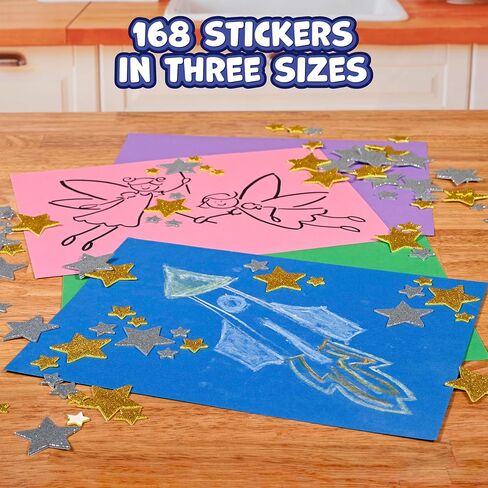 ملصقات رغوة لامعة READY 2 LEARN - نجوم فضية وذهبية - عبوة مكونة من 168 قطعة - ملصقات ذاتية اللصق - ملصقات لسجلات القصاصات والبطاقات in Kuwait