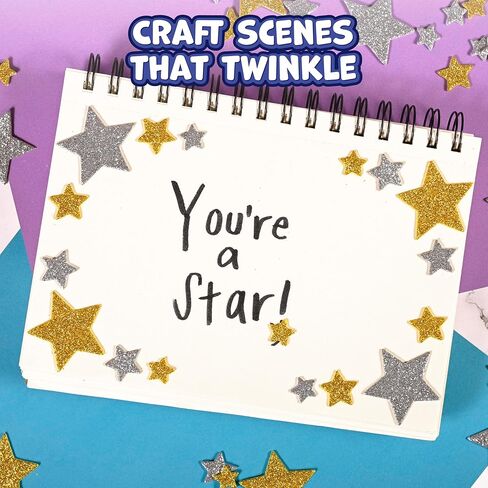 ملصقات رغوة لامعة READY 2 LEARN - نجوم فضية وذهبية - عبوة مكونة من 168 قطعة - ملصقات ذاتية اللصق - ملصقات لسجلات القصاصات والبطاقات in Kuwait