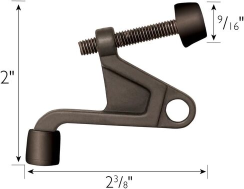 Hollow Core Hinge Pin Door Stop Wall Protector with Rubber Tip, Design House Matte Black Adjustable Door Stoppers, 10-Pack, 189126 in Kuwait