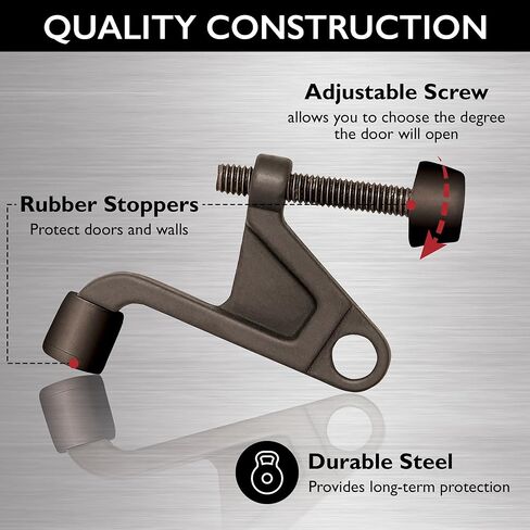 Hollow Core Hinge Pin Door Stop Wall Protector with Rubber Tip, Design House Matte Black Adjustable Door Stoppers, 10-Pack, 189126 in Kuwait