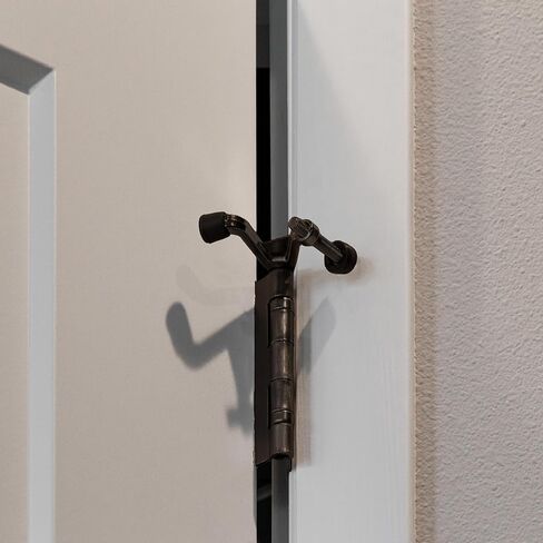 Hollow Core Hinge Pin Door Stop Wall Protector with Rubber Tip, Design House Matte Black Adjustable Door Stoppers, 10-Pack, 189126 in Kuwait