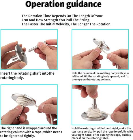 Rope Metal Spinning Top, High Performance Precision Stainless Steel Kill Time Anti-Gravity Perfect Balance Gyroscope, Spins Forever Exceed 10 Minutes Relieve Stress Desktop Toy (Silver) in Saudi Arabia