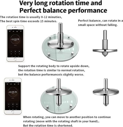 Rope Metal Spinning Top, High Performance Precision Stainless Steel Kill Time Anti-Gravity Perfect Balance Gyroscope, Spins Forever Exceed 10 Minutes Relieve Stress Desktop Toy (Silver) in Saudi Arabia