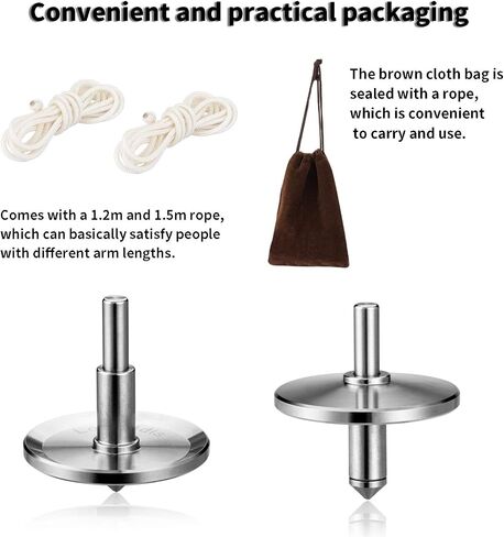 Rope Metal Spinning Top, High Performance Precision Stainless Steel Kill Time Anti-Gravity Perfect Balance Gyroscope, Spins Forever Exceed 10 Minutes Relieve Stress Desktop Toy (Silver) in Saudi Arabia