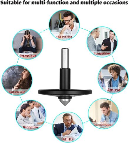 Rope Metal Spinning Top, High Performance Precision Stainless Steel Kill Time Anti-Gravity Perfect Balance Gyroscope, Spins Forever Exceed 10 Minutes Relieve Stress Desktop Toy (Silver) in Kuwait