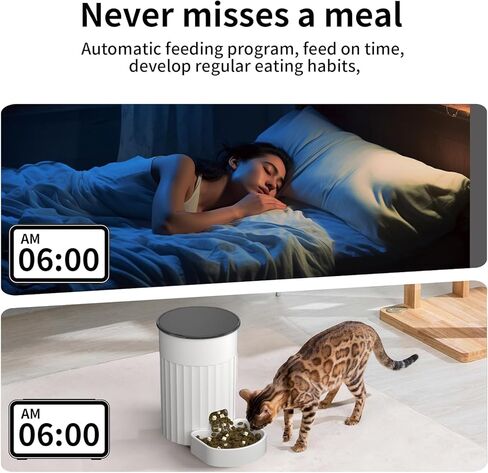 Automatic Cat Feeders 2.4G WiFi, 3L Auto Cat Food Dispenser for Cats and Small Dogs, Timed Cat Feeder Programmable Portion Size with APP Control & Alexa 1-10 Meals Per Day (White) in Saudi Arabia