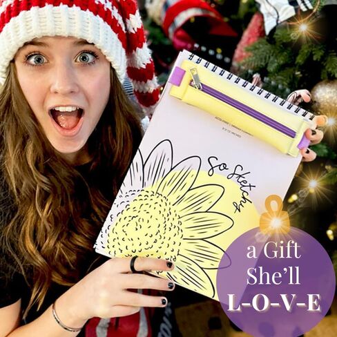 Life is a Doodle Sketch Book for Kids -Kids Art Set w/Sketchbook, Art Supplies Pouch, Cute Cuff & Unlimited Access to Kids Online Art Classes - Large Sketch Pad for Kids Art Journal Doodle Pad in Saudi Arabia