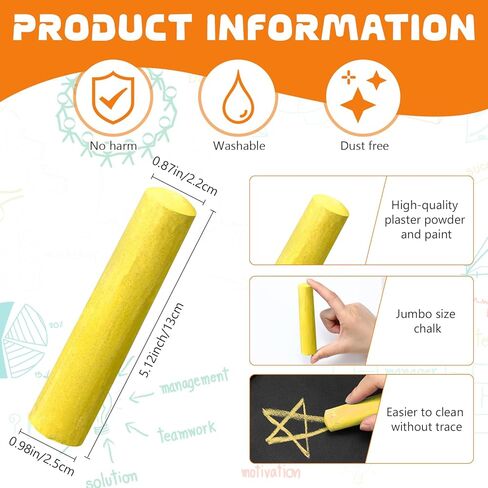 20 Pcs Sidewalk Chalks for Kids Non Toxic Jumbo Chalk for Party Gift Outdoor Art Classroom Play Painting (Black and White) in Kuwait