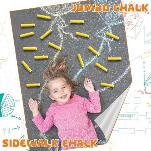 20 Pcs Sidewalk Chalks for Kids Non Toxic Jumbo Chalk for Party Gift Outdoor Art Classroom Play Painting (Black and White) in Kuwait