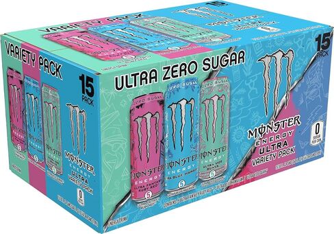 Monster Energy Ultra Variety Pack, Blue Hawaiian, Ultra Vice Guava, Ultra Fantasy Ruby Red, Sugar Free Energy Drink, 16 Ounce (Pack of 15) in Saudi Arabia