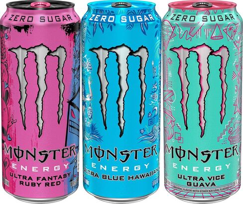 Monster Energy Ultra Variety Pack, Blue Hawaiian, Ultra Vice Guava, Ultra Fantasy Ruby Red, Sugar Free Energy Drink, 16 Ounce (Pack of 15) in Saudi Arabia