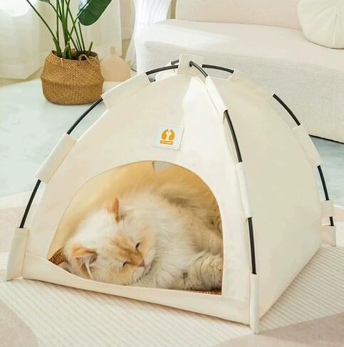 Cute Cat Teepee Cave, Cat Tent Foldable Indoor Outdoor with Thick Mat,Puppy Bed Tent,Bunny Pet Tent Teepee,Portable Dog House Teepee Tent, Cat Bed,Dog Bed Tent,Puppy Bunny,Pet Tent Teepee (A, S) in Kuwait