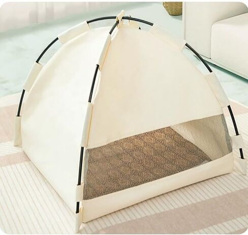 Cute Cat Teepee Cave, Cat Tent Foldable Indoor Outdoor with Thick Mat,Puppy Bed Tent,Bunny Pet Tent Teepee,Portable Dog House Teepee Tent, Cat Bed,Dog Bed Tent,Puppy Bunny,Pet Tent Teepee (A, S) in Kuwait