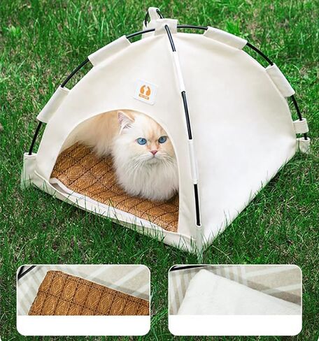 Cute Cat Teepee Cave, Cat Tent Foldable Indoor Outdoor with Thick Mat,Puppy Bed Tent,Bunny Pet Tent Teepee,Portable Dog House Teepee Tent, Cat Bed,Dog Bed Tent,Puppy Bunny,Pet Tent Teepee (A, S) in Kuwait