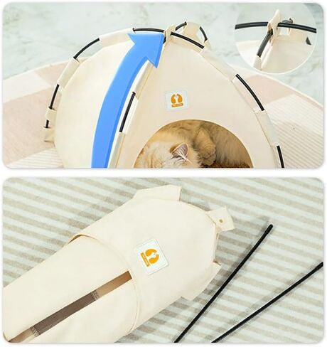 Cute Cat Teepee Cave, Cat Tent Foldable Indoor Outdoor with Thick Mat,Puppy Bed Tent,Bunny Pet Tent Teepee,Portable Dog House Teepee Tent, Cat Bed,Dog Bed Tent,Puppy Bunny,Pet Tent Teepee (A, S) in Kuwait