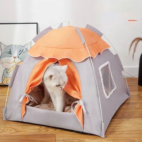 Cute Cat Teepee Cave, Cat Tent Foldable Indoor Outdoor with Thick Mat,Puppy Bed Tent,Bunny Pet Tent Teepee,Portable Dog House Teepee Tent, Cat Bed,Dog Bed Tent,Puppy Bunny,Pet Tent Teepee (A, S) in Kuwait