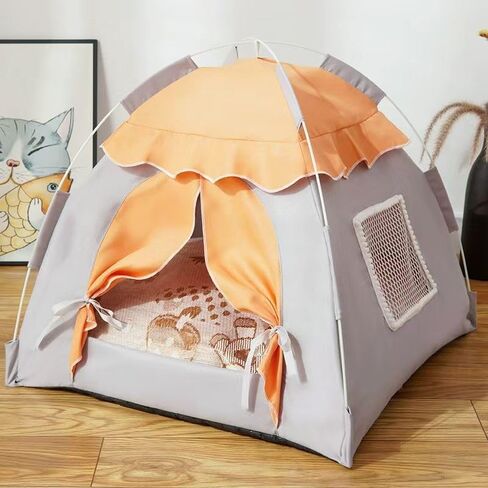 Cute Cat Teepee Cave, Cat Tent Foldable Indoor Outdoor with Thick Mat,Puppy Bed Tent,Bunny Pet Tent Teepee,Portable Dog House Teepee Tent, Cat Bed,Dog Bed Tent,Puppy Bunny,Pet Tent Teepee (A, S) in Kuwait