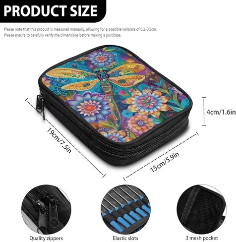 Boho Floral Crochet Hook Case Plantable Dragonfly Crochet Hook Organizer with Web Mobilets Knitting Eeedle Case لمستلزمات كروشيه الحياكة in Kuwait