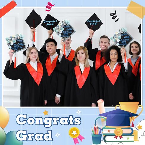 Feifeiya 41 PCS DIY Cap Cap Decorations Kit Compans Compans Consory Faux Flower Heads quote quote glitter sticker 3d bearl pearl rhinestons for grad cap graduation gift (silver) in Kuwait