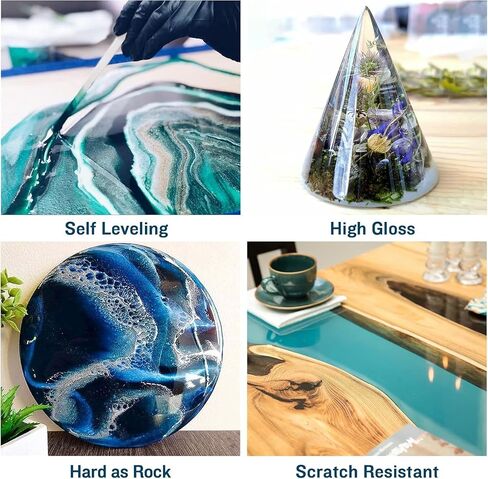Teexpert Deep Pour Epoxy Resin, 51oz Epoxy Resin Kit for 2-4" Pour Depths, Crystal Clear & High Gloss, Bubble-Free Casting Resin for Flower Preservation, River Tables and Mold Crafts - 2:1 Mix Ratio in Kuwait