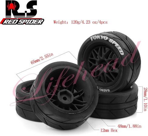 إطارات وعجلات سيارة 65 مم على الطريق من أجل 1/10 RC على الطريق جولة للسيارة الانجراف HSP 94123 Tamiya XV01 TT01 TT02 HPI KYOSHO FAZER MK2 TRAXXAS 4-TEC 2.0/12MM HEX HEX in Kuwait
