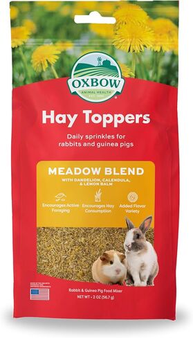 Oxbow Hay Toppers Meadow Blend, Herbivore Treats, Foraging Enrichment for Rabbits, Chinchillas, Guinea Pigs, and Other Small Herbivores, Timothy Hay Topper, Premium Feed Topper, 2oz in Kuwait