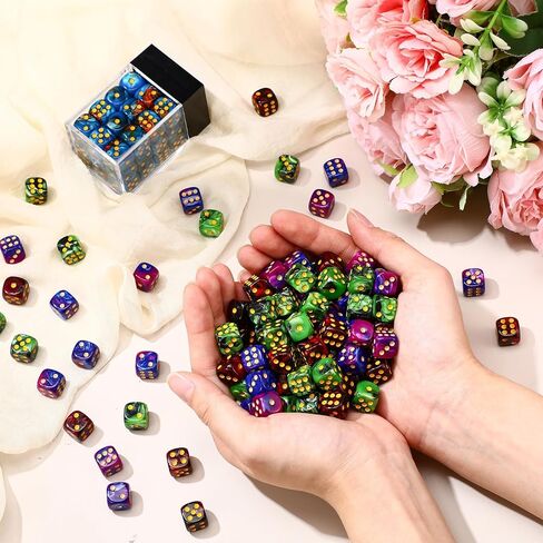 144 Pieces 12mm 6 Sided Mini Dice Set for School Classroom Table Games D6 Game Standard Dice with Portable Plastic Box for Bunco or Teaching Math Learning (Luminary Color) in Kuwait