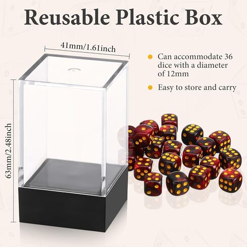 144 Pieces 12mm 6 Sided Mini Dice Set for School Classroom Table Games D6 Game Standard Dice with Portable Plastic Box for Bunco or Teaching Math Learning (Luminary Color) in Kuwait