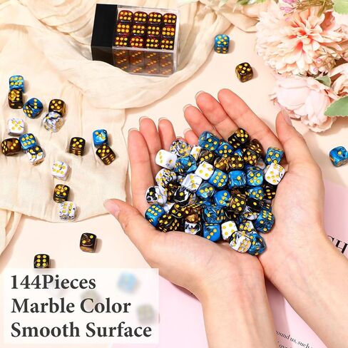 144 Pieces 12mm 6 Sided Mini Dice Set for School Classroom Table Games D6 Game Standard Dice with Portable Plastic Box for Bunco or Teaching Math Learning (Luminary Color) in Kuwait