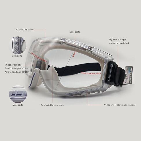 Clear Adjustable Anti-Fog Safety Goggles For Lab, Work, And Outdoor Activities - Z87 Compliant, Wear-Resistant & Scratch-Resistant, Protects Against Onions And Water in Saudi Arabia
