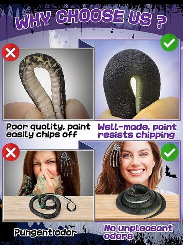 Alphatool Halloween Fake Snakes - 2 Pcs Realistic Rubber Rattlesnake Snake, Lifelike, Looks Super Real, Prank Snake Toy for Halloween Decoration Party Props or Haunted House Decorations in Saudi Arabia