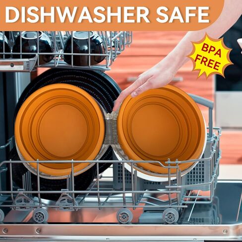 Collapsible Dog Bowls, Leakproof Double Silicone Food & Water Bowl for Travel, Camping & Hiking Portable Feeding Supplies for Dogs and Cats (Brown) in Kuwait