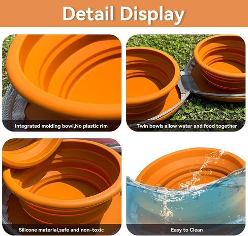 Collapsible Dog Bowls, Leakproof Double Silicone Food & Water Bowl for Travel, Camping & Hiking Portable Feeding Supplies for Dogs and Cats (Brown) in Kuwait
