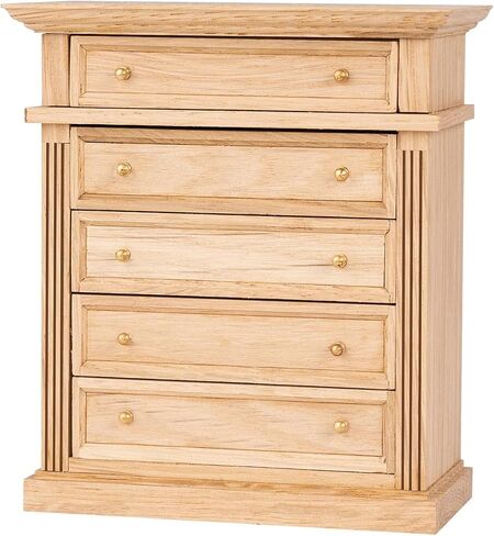 Waldosia 1:12 Scale Dollhouse Miniature Oak 5-Drawer Dresser (Finished) in Kuwait