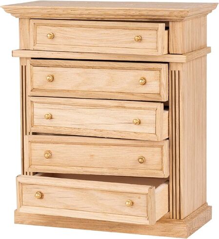 Waldosia 1:12 Scale Dollhouse Miniature Oak 5-Drawer Dresser (Finished) in Kuwait
