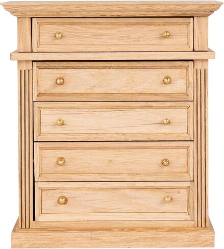 Waldosia 1:12 Scale Dollhouse Miniature Oak 5-Drawer Dresser (Finished) in Kuwait