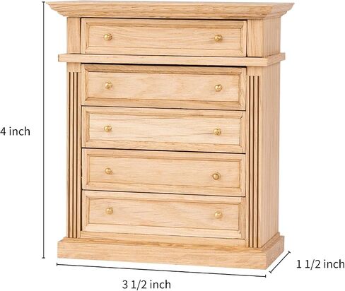 Waldosia 1:12 Scale Dollhouse Miniature Oak 5-Drawer Dresser (Finished) in Kuwait