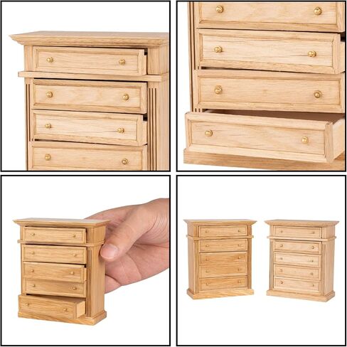 Waldosia 1:12 Scale Dollhouse Miniature Oak 5-Drawer Dresser (Finished) in Kuwait