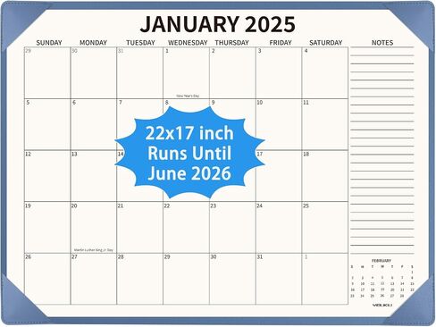 Desk Calendar 2025-2026 with Desktop Mat, 22x17 inch Large Desk Pad Calendar 18 Months Runs from 2025 to June 2026, Big Desk Blotter Calendar for Home Office and School, Apricot in Saudi Arabia