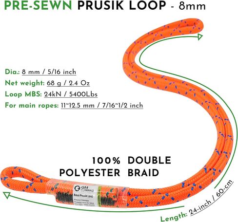 8mm (5/16") Prusik Loop Pre-Sewn 18 inches / 24 inches in Kuwait