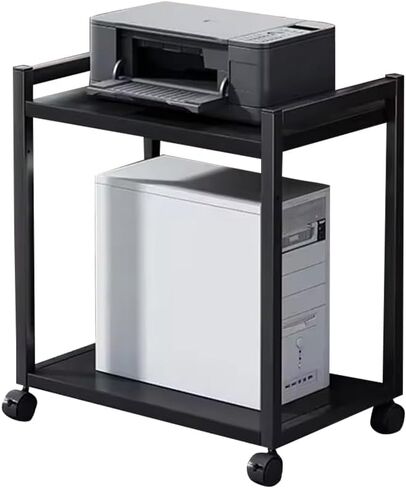 2 Tier PC Tower Stand, Height Adjustable Computer Tower Floor Stand with Wheels, Metal Computer Cart CPU Holder for Office Home Classroom in Kuwait