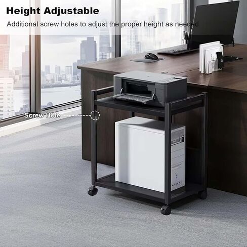 2 Tier PC Tower Stand, Height Adjustable Computer Tower Floor Stand with Wheels, Metal Computer Cart CPU Holder for Office Home Classroom in Kuwait