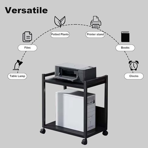 2 Tier PC Tower Stand, Height Adjustable Computer Tower Floor Stand with Wheels, Metal Computer Cart CPU Holder for Office Home Classroom in Kuwait