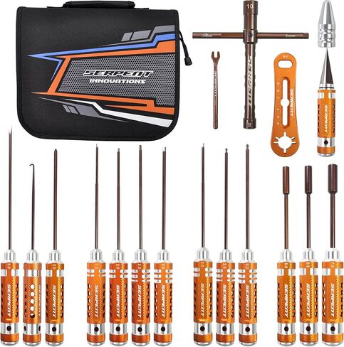 Serpent Toolset for Offroad (16pcs) RC Tool Kit RC Allen Wrench, RC Flat Head Screwdriver,RC Ball Driver HEX Wrench,Phillips Screwdriver, NUT Driver, TURNBUCKLE Wrench，Body Reamer，Toolset for EP in Saudi Arabia