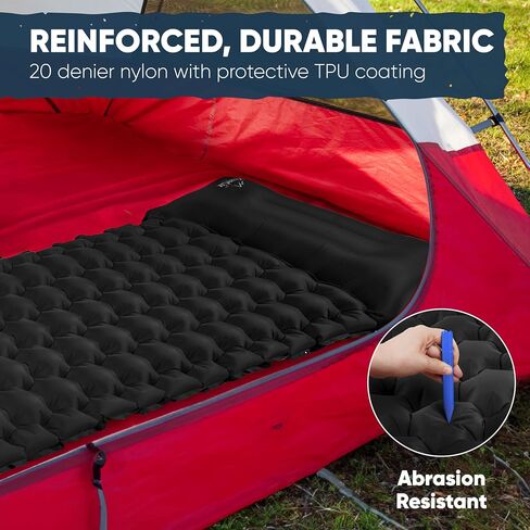 POWERLIX Sleeping Mat Pad – Self-Inflating Foam Pad - Insulated 3inches Ultrathick Mattress for Camping Backpacking, Hiking - Ultralight Camping Mat Pad for A Tent, Built in Pillow (Dark Black) in Saudi Arabia