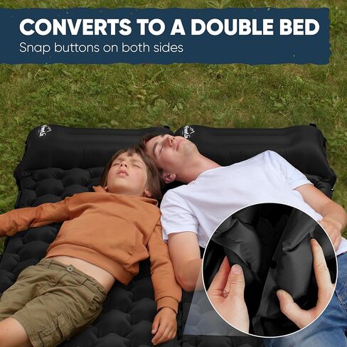 POWERLIX Sleeping Mat Pad – Self-Inflating Foam Pad - Insulated 3inches Ultrathick Mattress for Camping Backpacking, Hiking - Ultralight Camping Mat Pad for A Tent, Built in Pillow (Dark Black) in Saudi Arabia