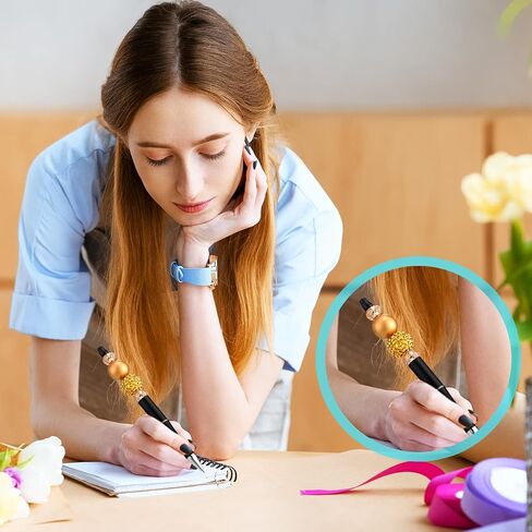 20 PCS Abes Abels ، قلم حبة بلاستيكي ملون ، حبر أسود أقل من عبوات إضافية لتقديم هدايا للأطفال والطلاب ، اللوازم المدرسية المكتبية (الذهب الأسود) in Saudi Arabia