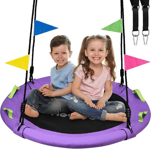 Tree Swing, Saucer Swing 40 Inch for Kids, 900lbs Weight Capacity, with Adjustable Hanging Straps, for Backyard and Outdoor Playground, Purple in Saudi Arabia