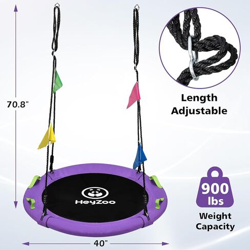 Tree Swing, Saucer Swing 40 Inch for Kids, 900lbs Weight Capacity, with Adjustable Hanging Straps, for Backyard and Outdoor Playground, Purple in Saudi Arabia